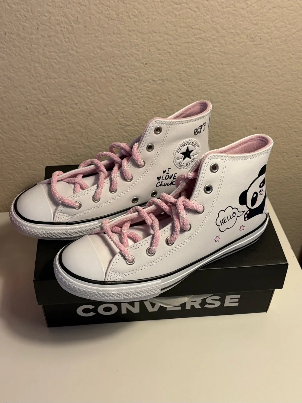 Converse Chuck Taylor All Star High Top Panda Pink Girls Shoes Junior 5 669725C